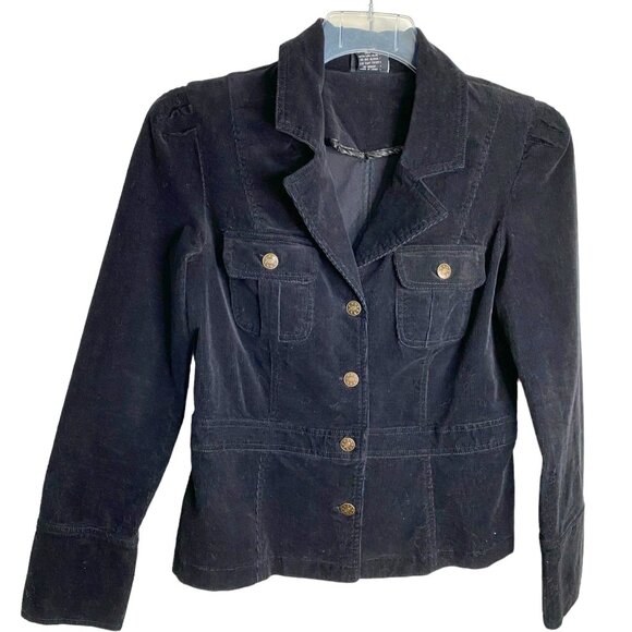 JKLA Jackets & Blazers - JKLA Womens Black Corduroy Pointed Collar Jacket Size S Outdoor Hiking Grunge